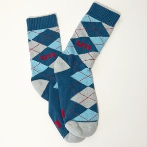 Umphrees McGee Blue, Gray, Red Argyle Socks with UM Logo